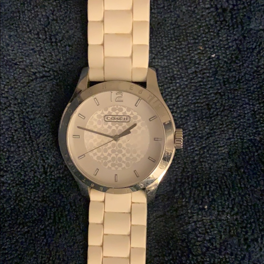 Women’s white Coach watch